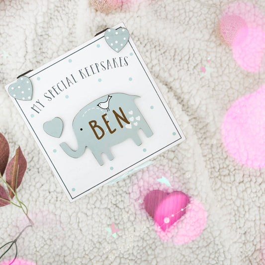 Blue Personalised Baby Keepsake Box  - Always Looking Good -   