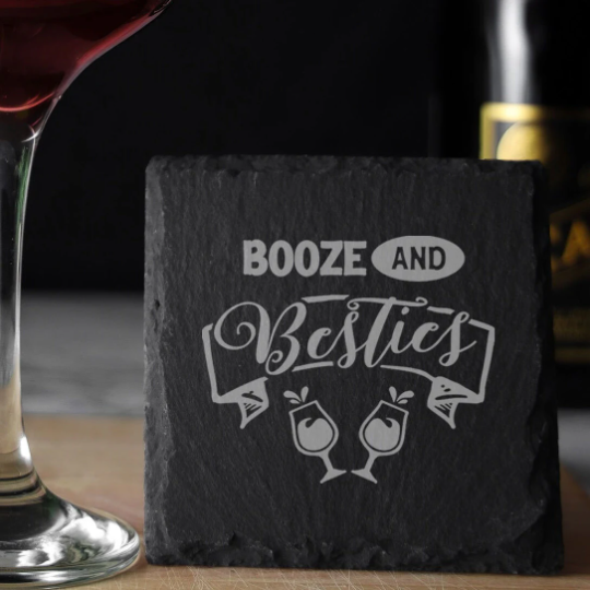 Booze And Besties Engraved Whisky Glass and/or Coaster Set  - Always Looking Good - Square Coaster Only  