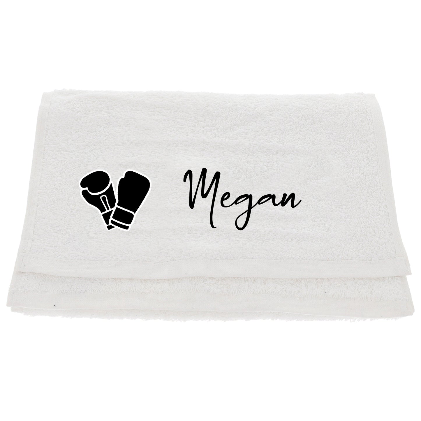 Personalised Embroidered Gym Towel with Boxing Design