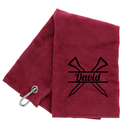 Personalised GOLF Towel - Embroidered Trifold Towel with Carabiner Clip