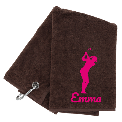 Personalised GOLF Towel - Embroidered Trifold Towel with Carabiner Clip