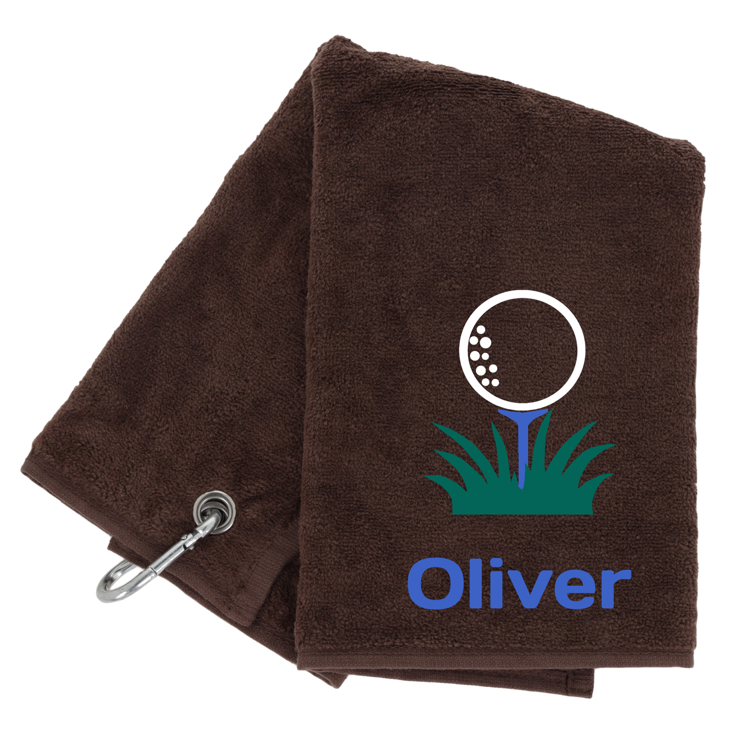 GOLF Towel Personalised - Embroidered Trifold Towel with Carabiner Clip
