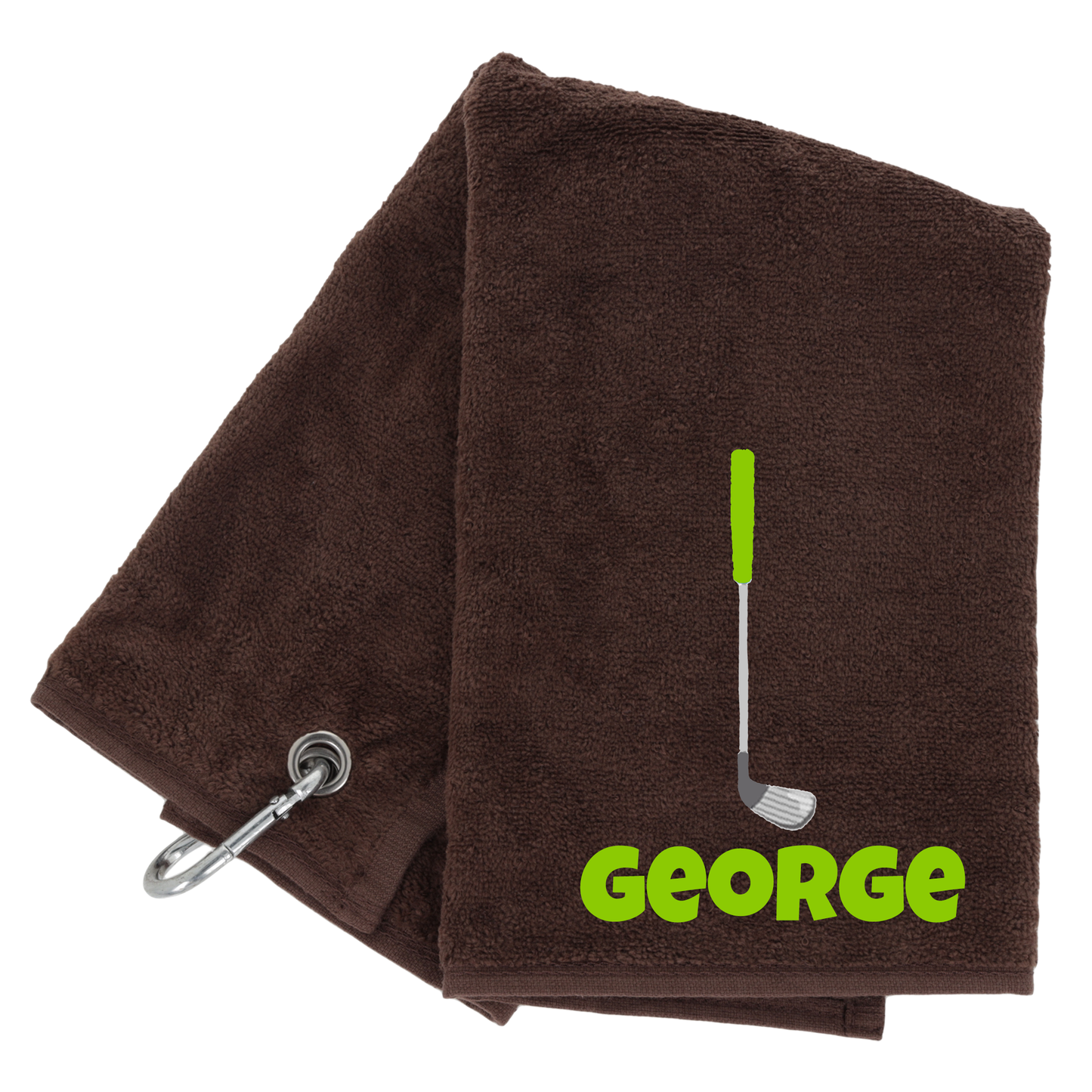 Personalised GOLF Towel - Embroidered Trifold Towel with Carabiner Clip