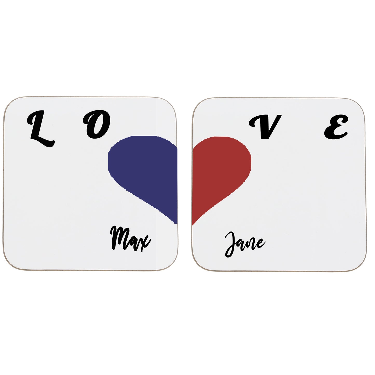 Personalised Heart Matching Couple Set of Two Mugs