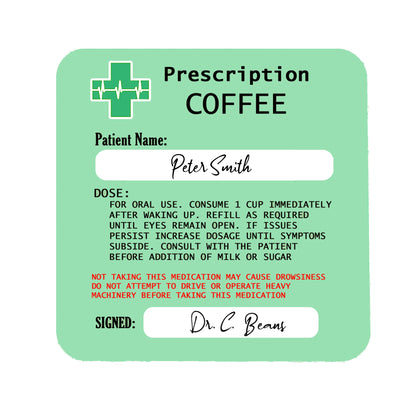 Personalised Prescription Coffee Mug and Coaster Gift Set