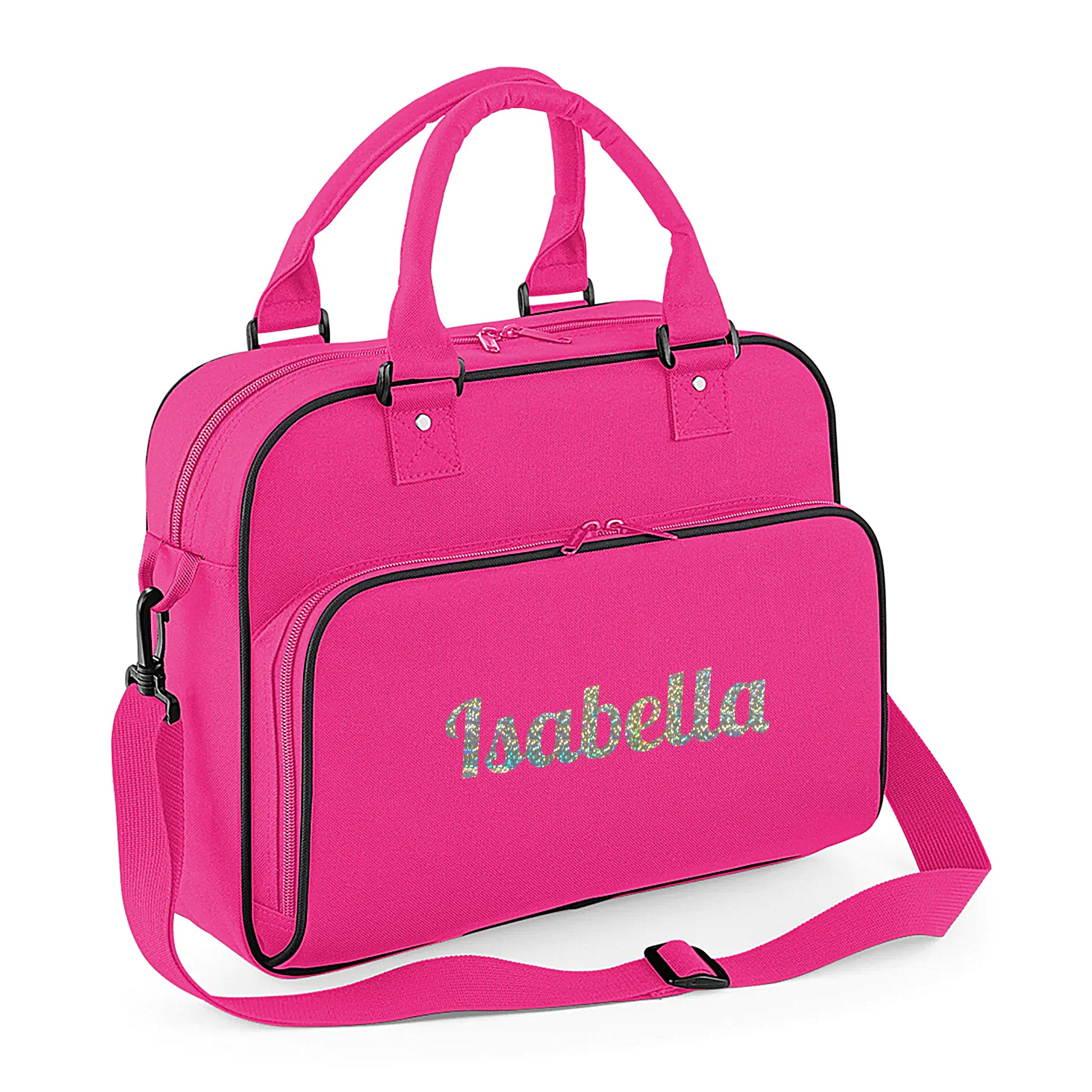 Personalised Girls Sports Bag with Name Dancing Swimming Gymnastic School Gym Bag  - Always Looking Good - Hot Pink Name Only 
