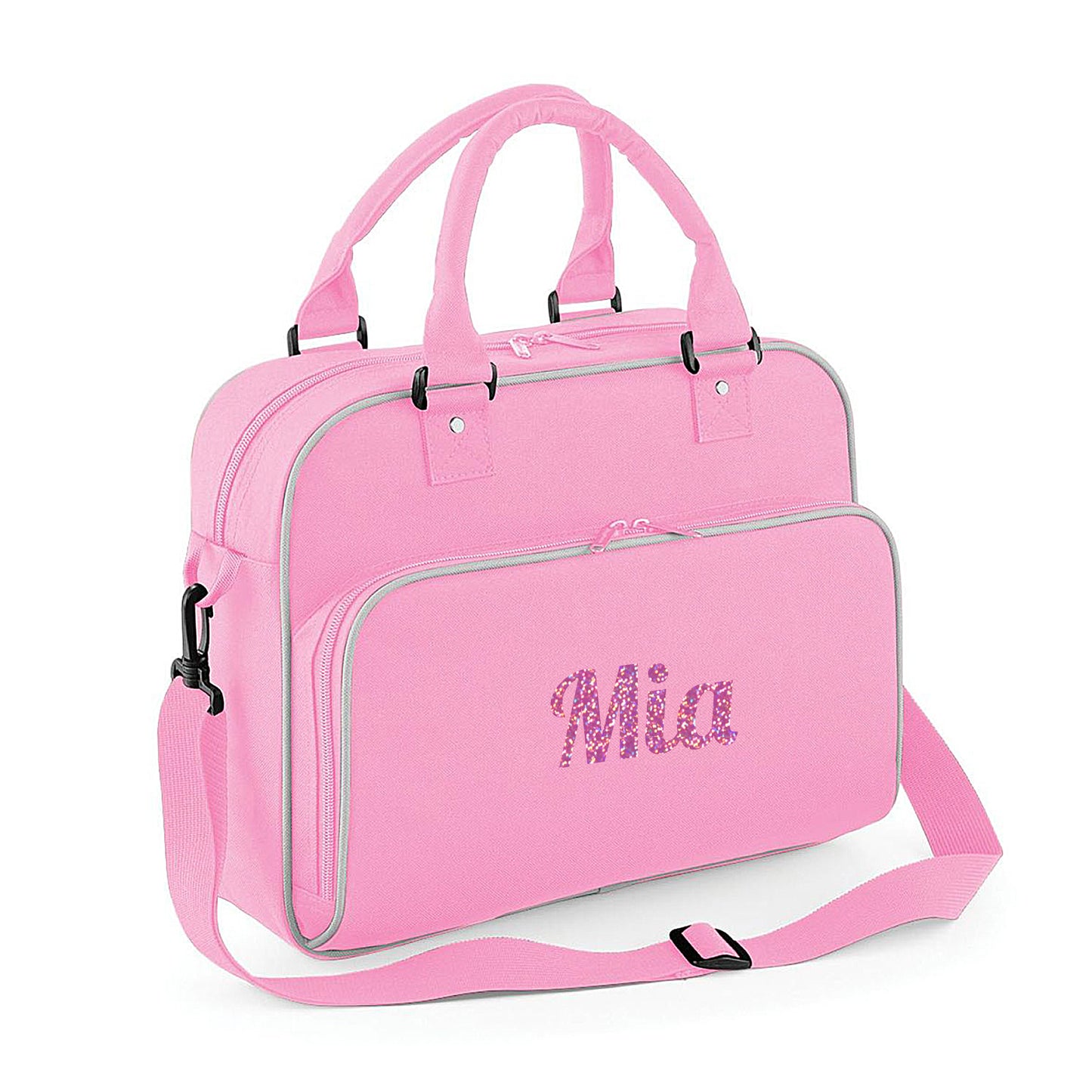 Personalised Girls Sports Bag with Name Dancing Swimming Gymnastic School Gym Bag  - Always Looking Good - Pale Pink Name Only 