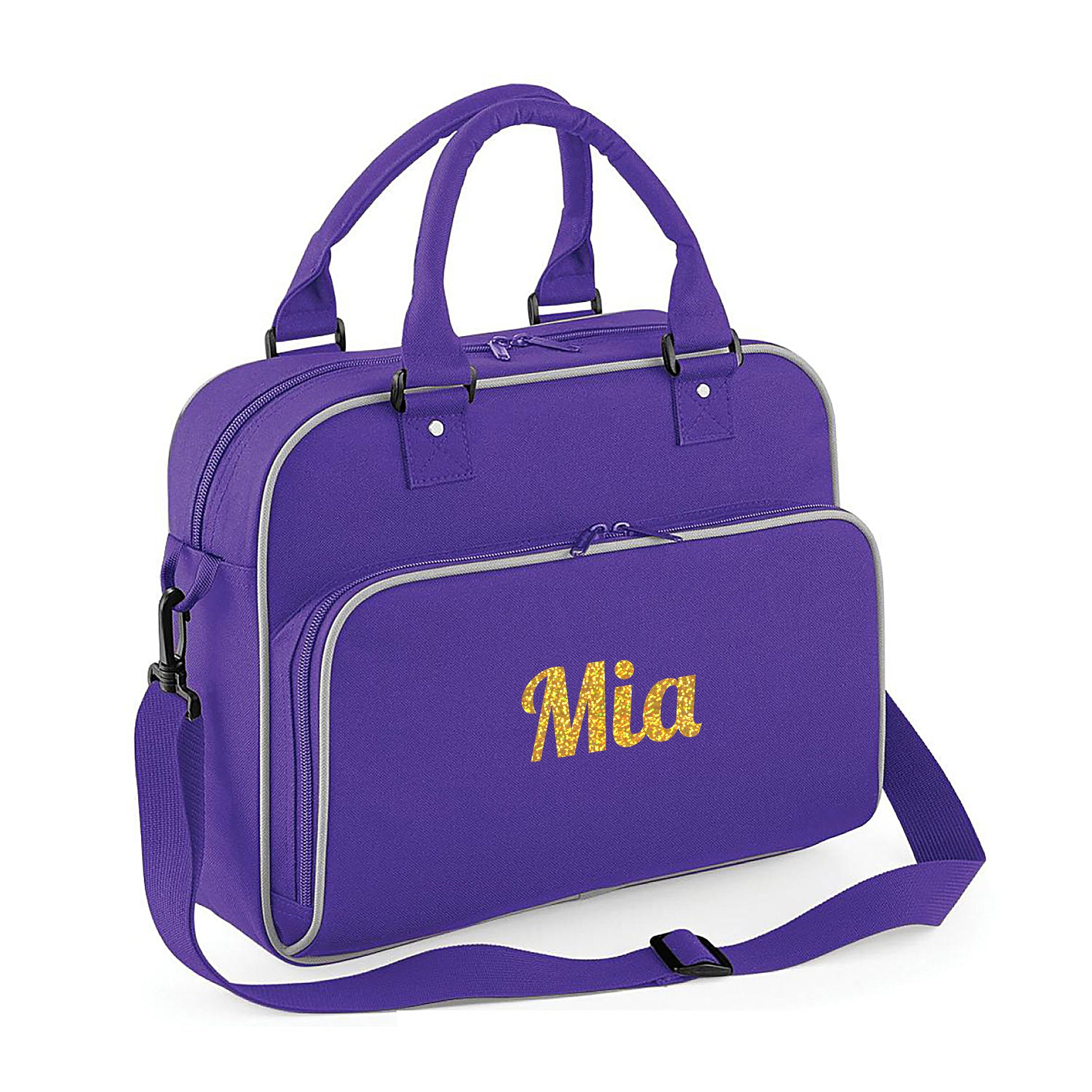 Personalised Girls Sports Bag with Name Dancing Swimming Gymnastic School Gym Bag  - Always Looking Good - Purple Name Only 