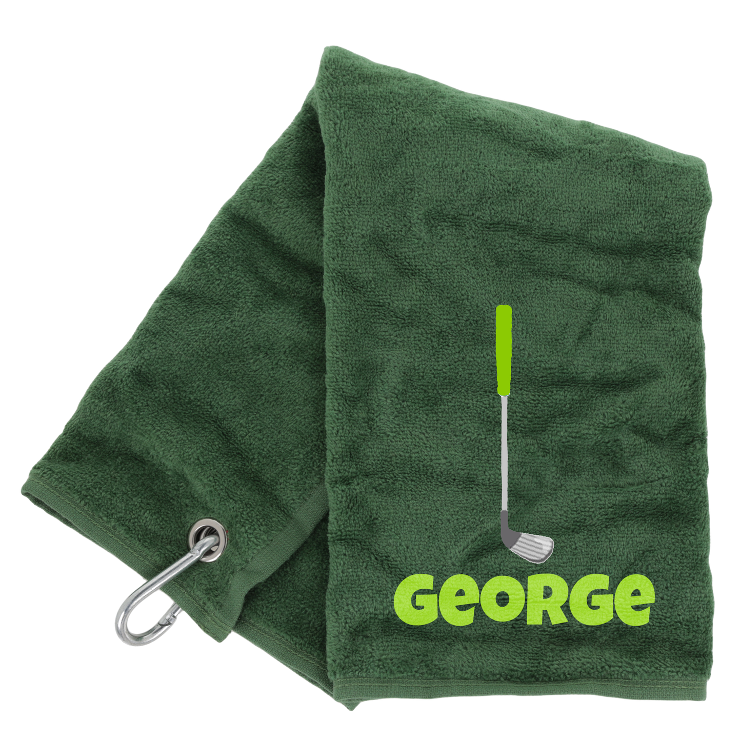 GOLF Towel Personalised - Embroidered Trifold Towel with Carabiner Clip