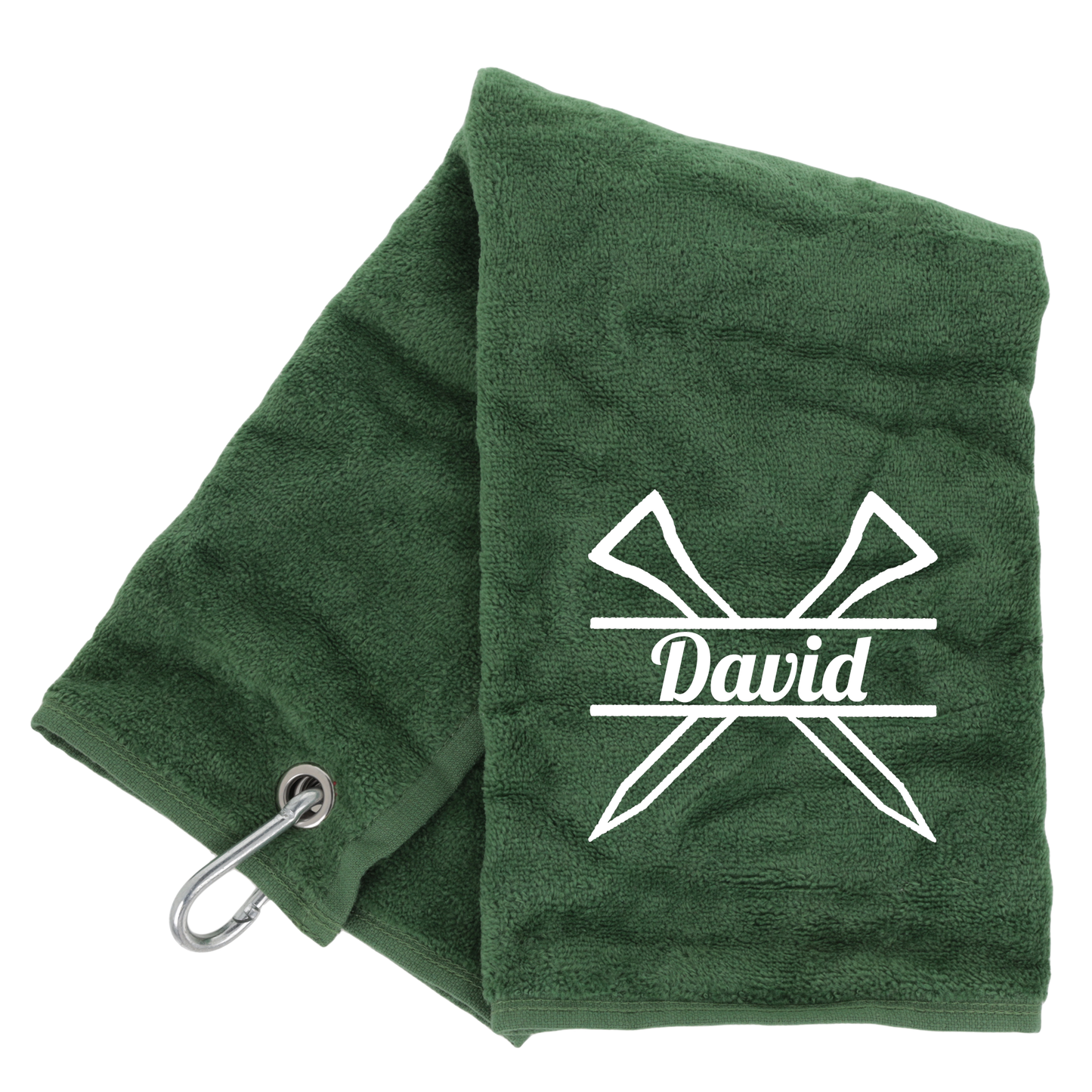 Personalised GOLF Towel - Embroidered Trifold Towel with Carabiner Clip