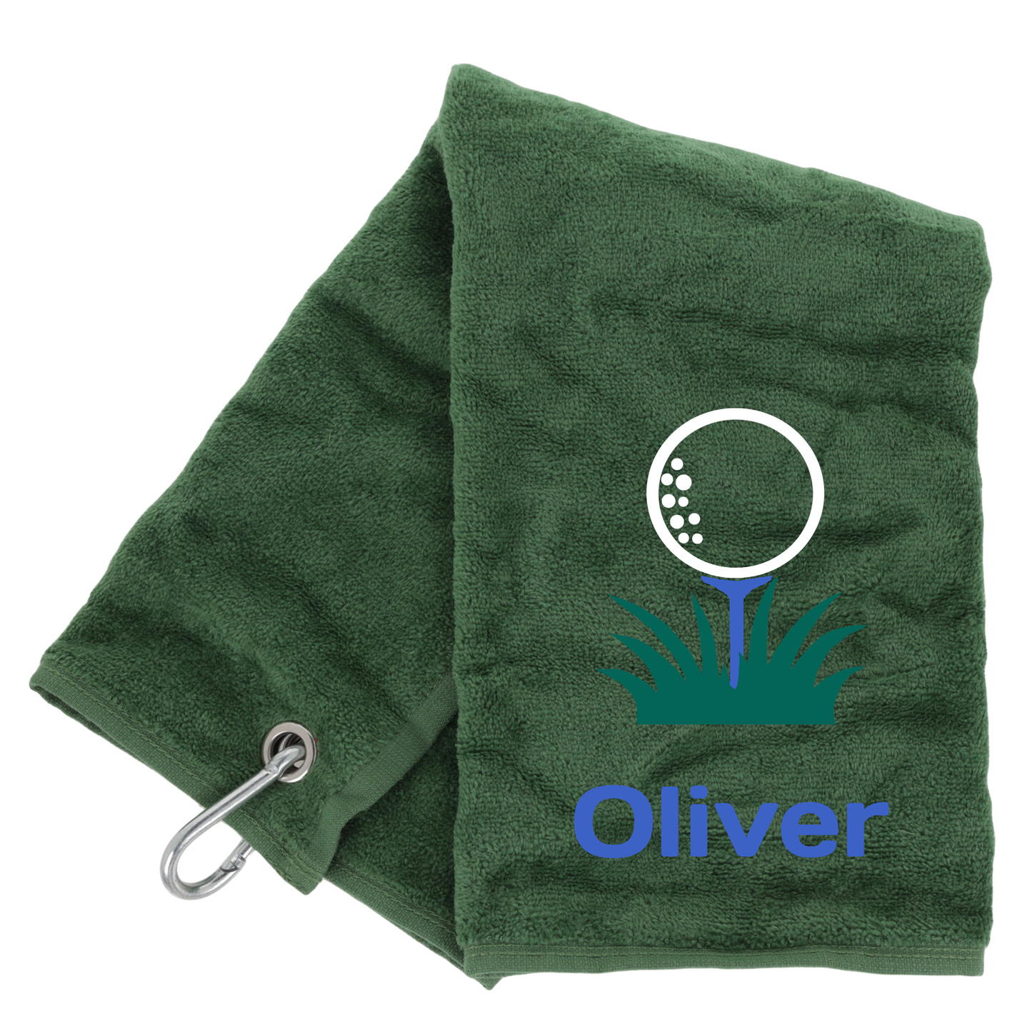 Personalised GOLF Towel - Embroidered Trifold Towel with Carabiner Clip