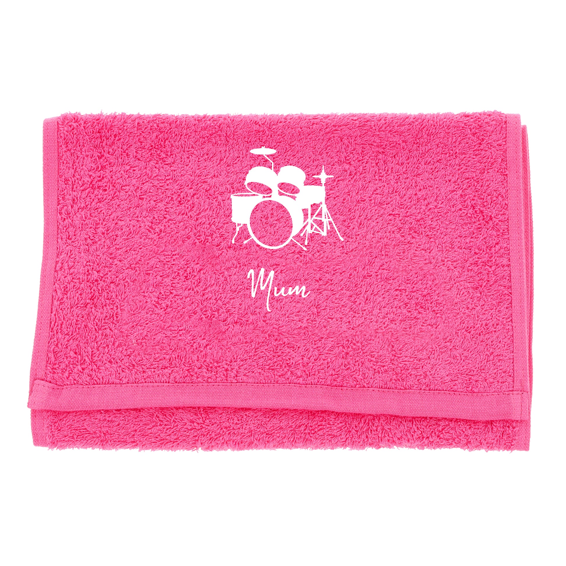 Personalised Embroidered Drummer Towel  - Always Looking Good - Pink  