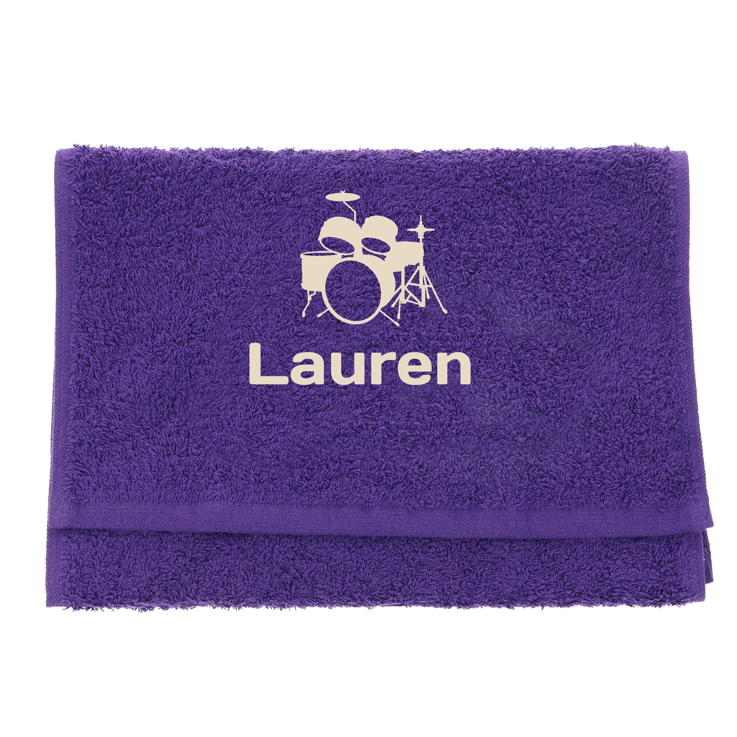 Personalised Embroidered Drummer Towel  - Always Looking Good - Purple  