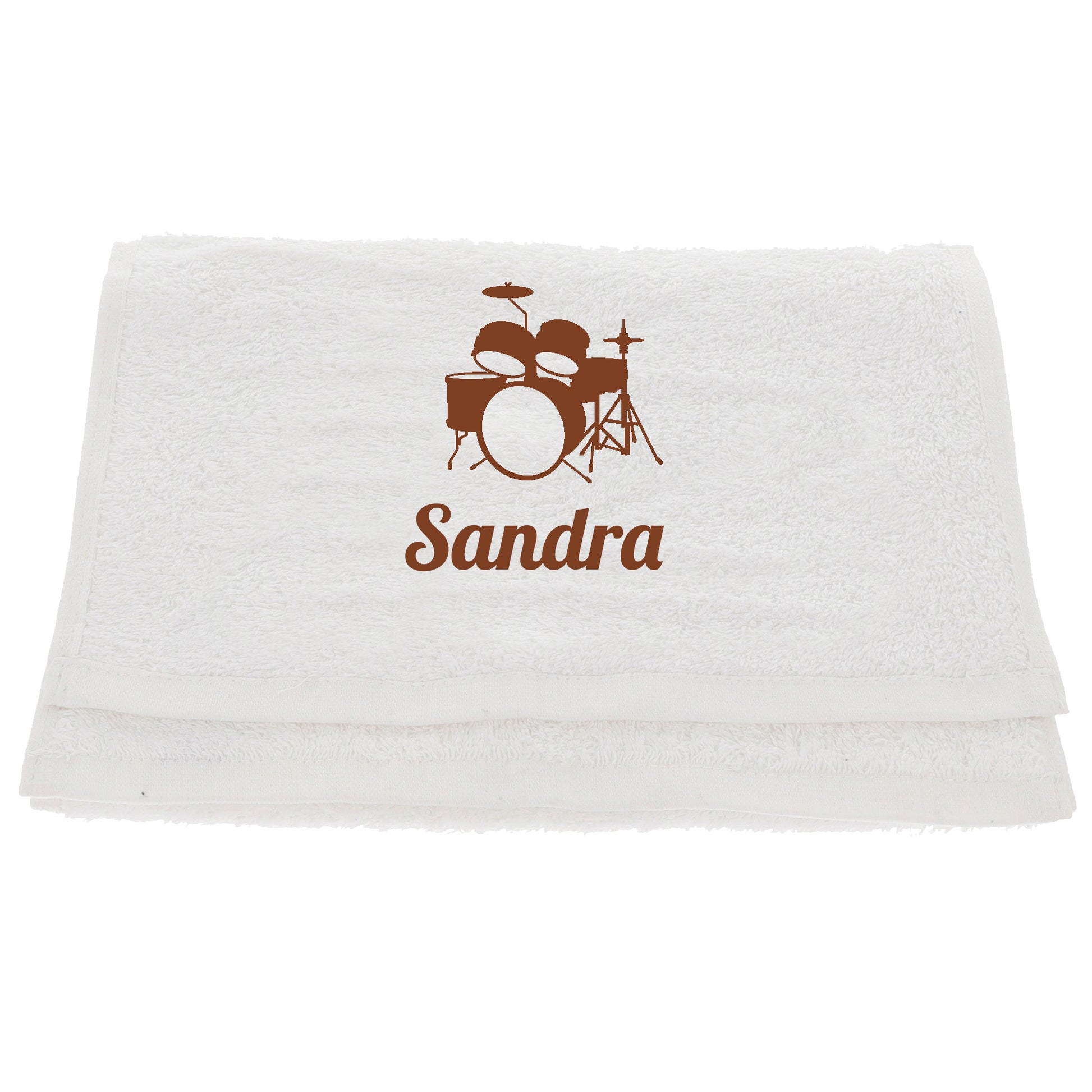 Personalised Embroidered Drummer Towel  - Always Looking Good - White  