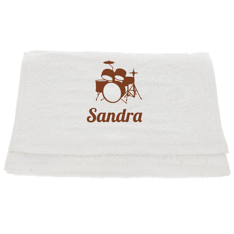 Personalised Embroidered Drummer Towel  - Always Looking Good - White  