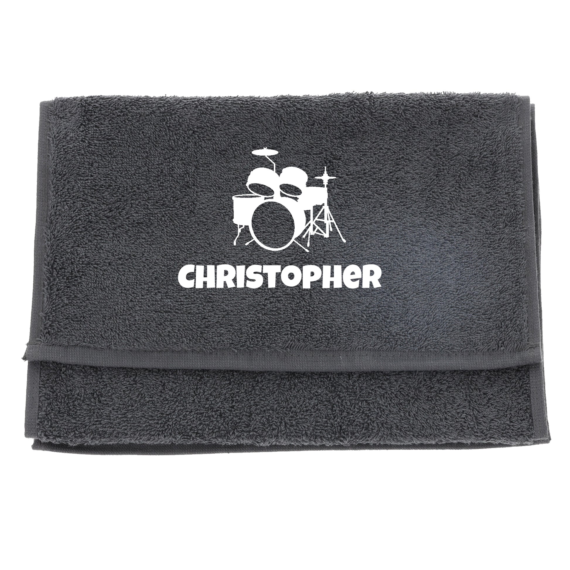 Personalised Embroidered Drummer Towel  - Always Looking Good - Slate Grey  