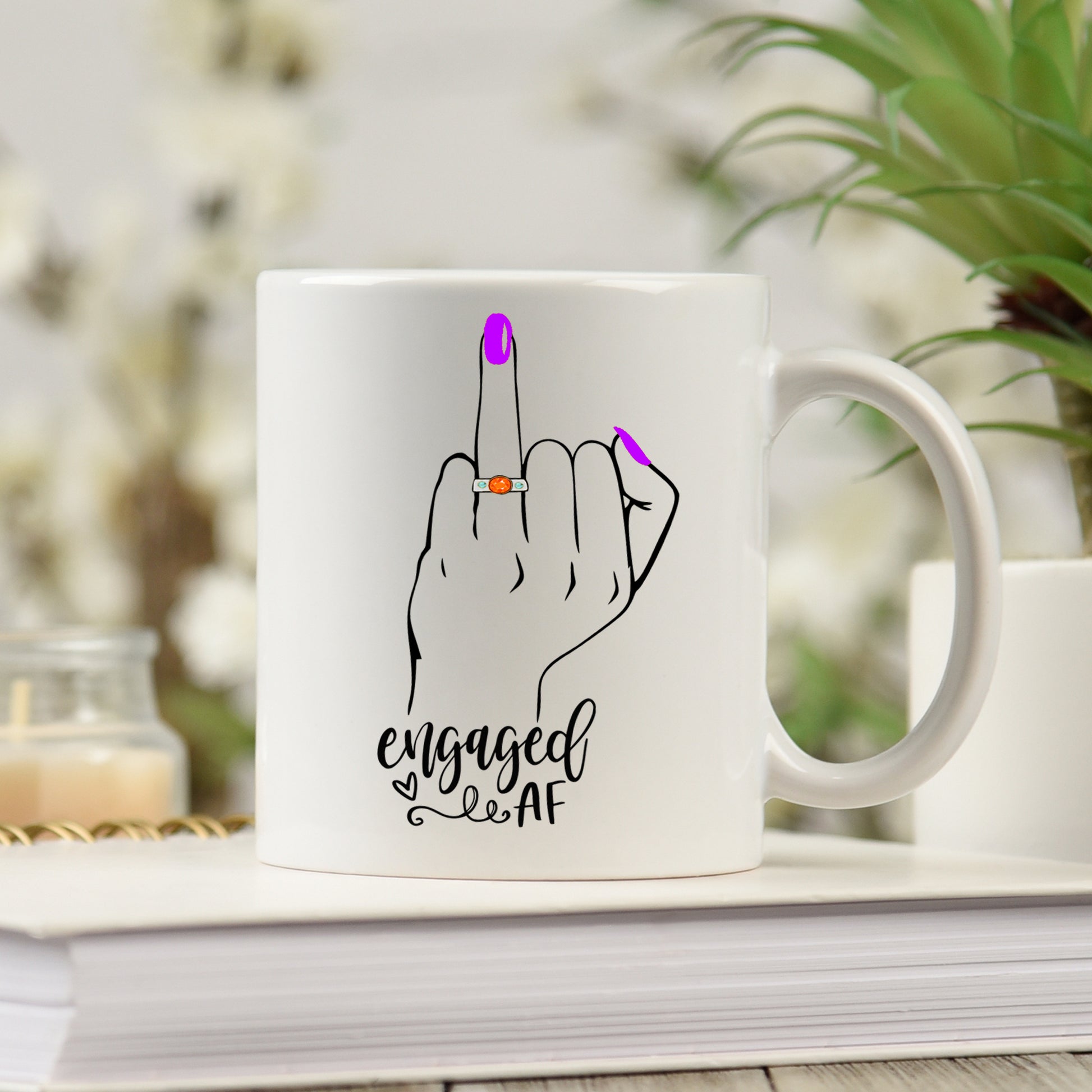 Personalised Engaged AF Does This Ring Make Me Look Engaged Mug and/or Coaster Gift  - Always Looking Good - Mug On Its Own  