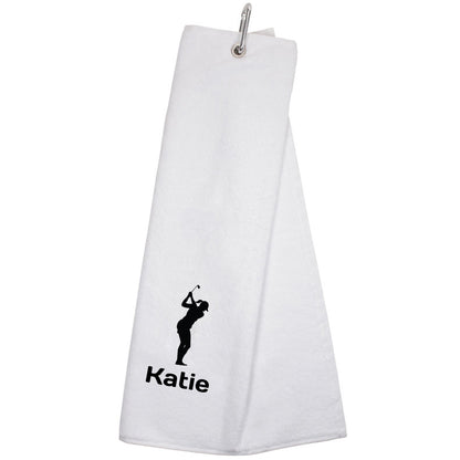 Personalised GOLF Towel - Embroidered Trifold Towel with Carabiner Clip