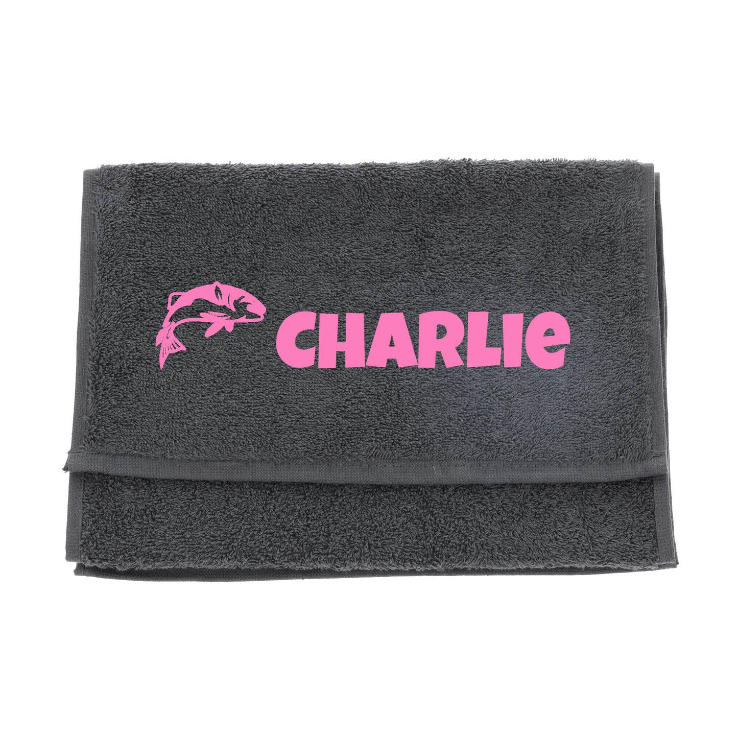 Personalised Embroidered Fishing Towel  - Always Looking Good - Slate Grey  