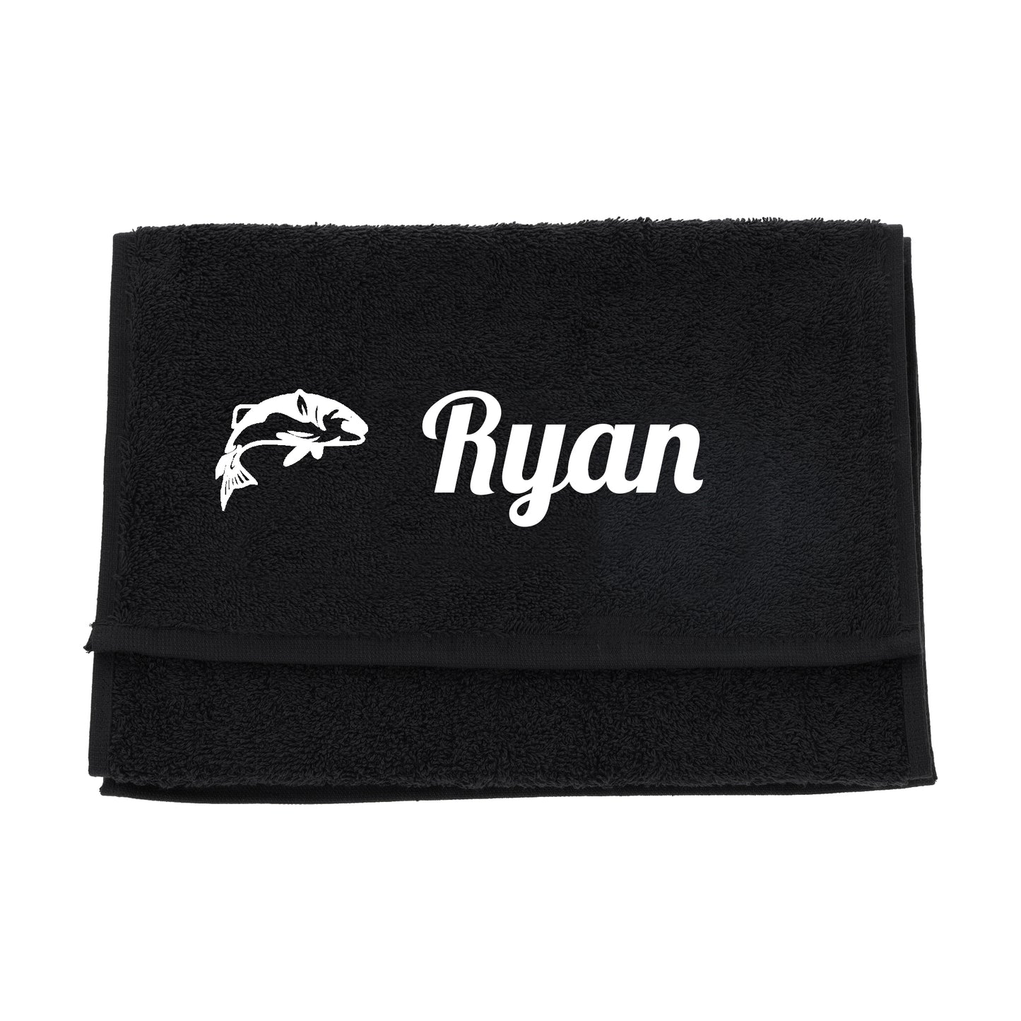 Personalised Embroidered Fishing Towel  - Always Looking Good - Black  