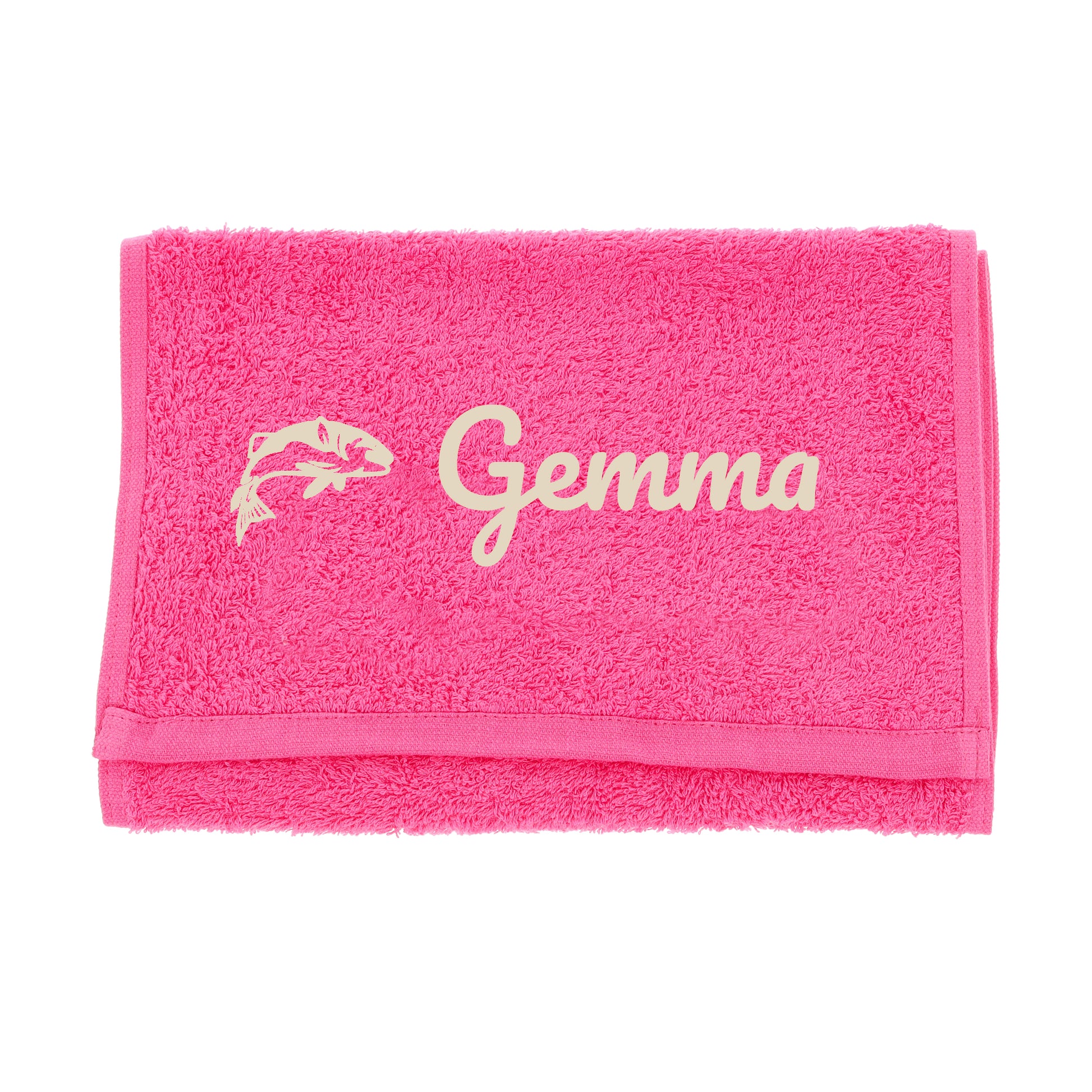 Personalised Embroidered Fishing Towel  - Always Looking Good - Pink  