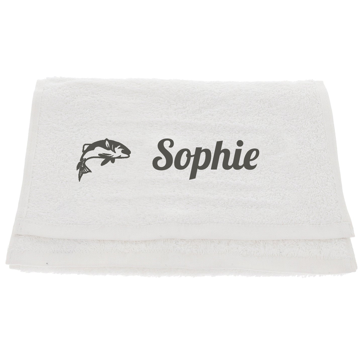 Personalised Embroidered Fishing Towel  - Always Looking Good - White  