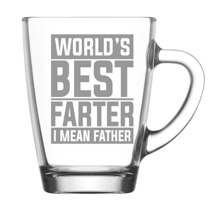Best Farter I Mean Father Laser Engraved Glass Coffee Mug & Coaster Set for Dad