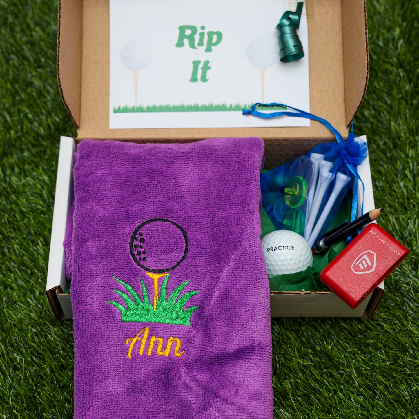 Personalised Tri Fold Golf Towel with Name Golfing Gift Box  - Always Looking Good -   