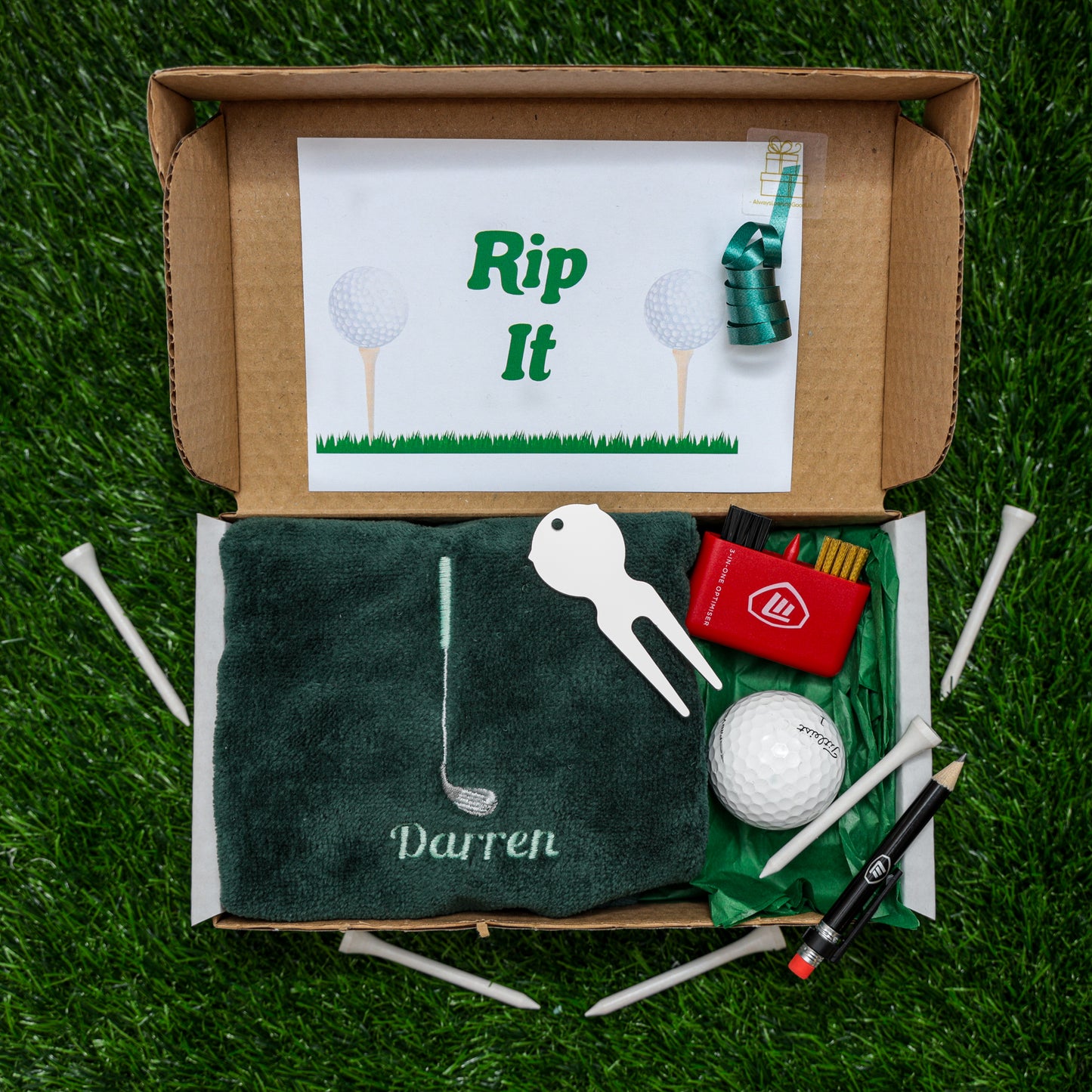 Personalised Tri Fold Golf Towel with Name Golfing Gift Box  - Always Looking Good -   