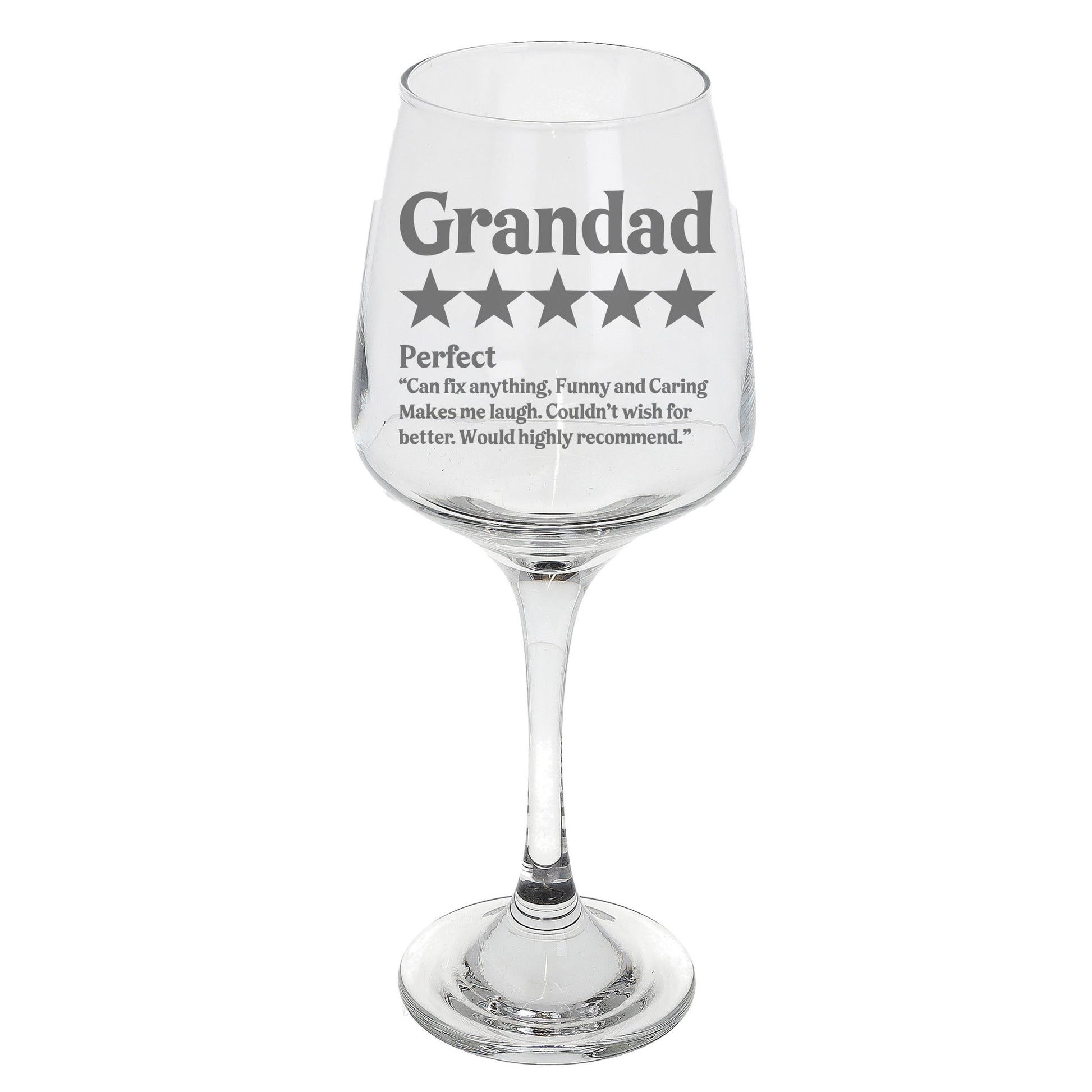 Personalised Novelty 5 Star Review Engraved Wine Glass and/or Coaster Set  - Always Looking Good - Wine Glass On Its Own  