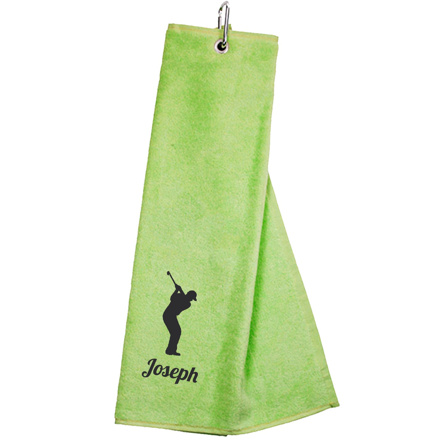 Personalised GOLF Towel - Embroidered Trifold Towel with Carabiner Clip