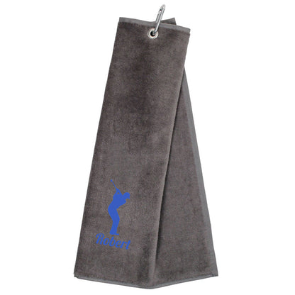 Personalised GOLF Towel - Embroidered Trifold Towel with Carabiner Clip