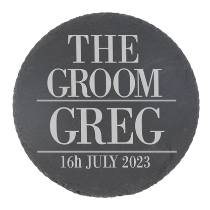 Personalised Groom Gift Whisky Glass and/or Coaster Set- Always Looking Good -   Round Coaster On Its Own  