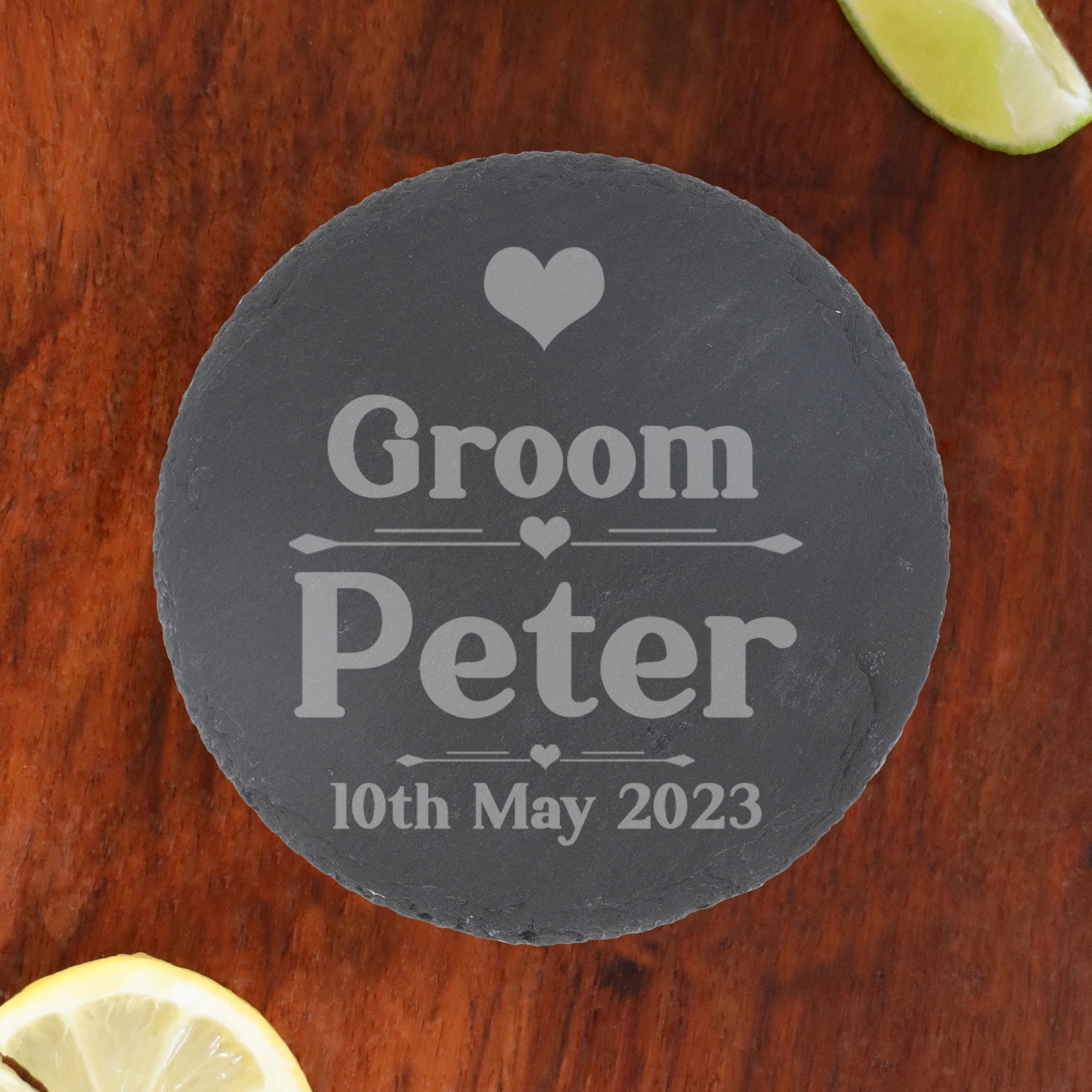 Personalised Bride & Groom Engraved Glass and/or Coaster Wedding Gift Set  - Always Looking Good - 2 x Round Coaster's On Their Own  