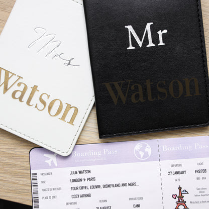 Personalised Honeymoon Accessories - Personalised Mr and Mrs Passport Covers  - Always Looking Good -   