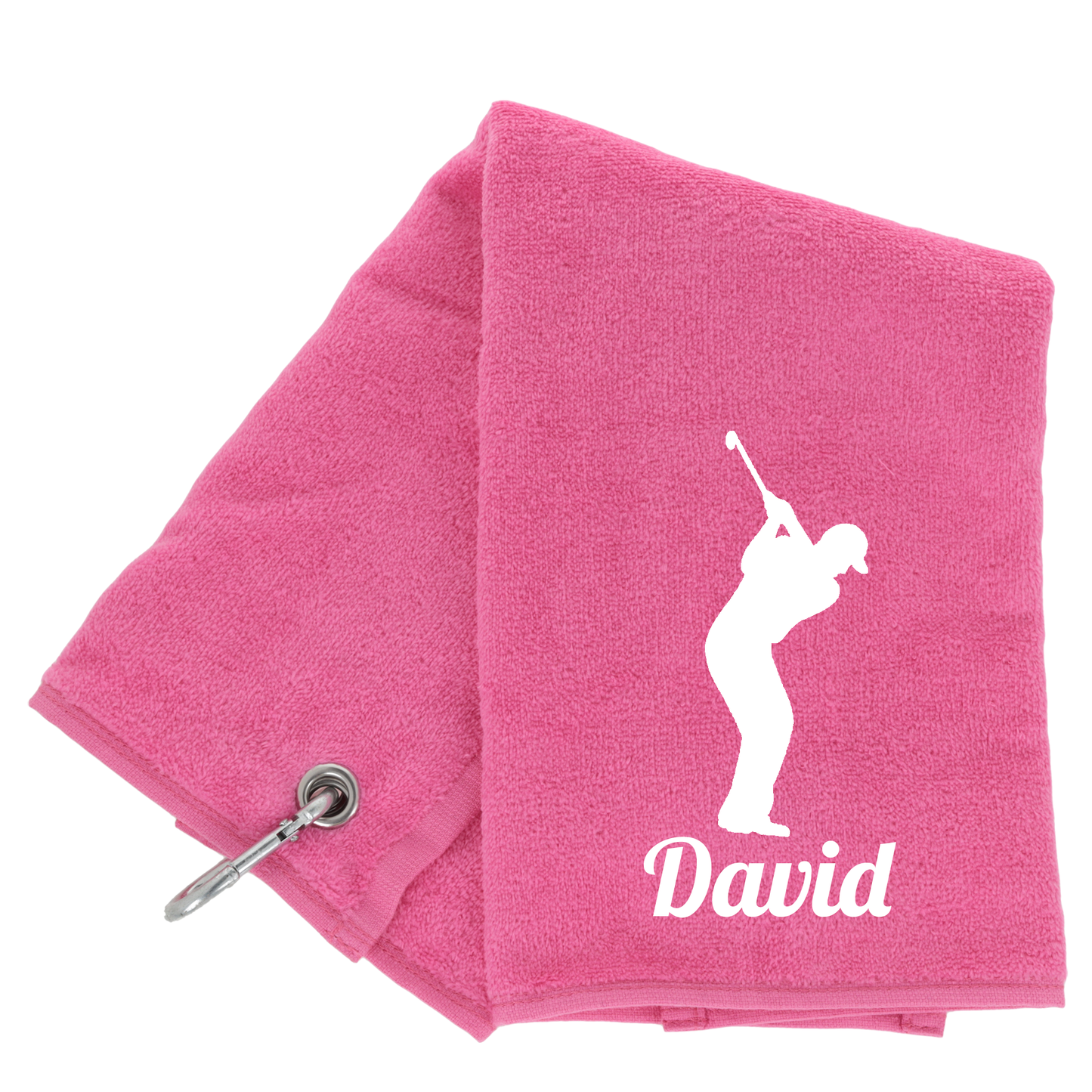 Personalised GOLF Towel - Embroidered Trifold Towel with Carabiner Clip