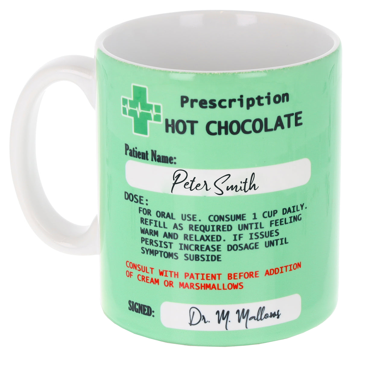 Personalised Prescription Hot Chocolate Ceramic Mug – Funny Gift for Hot Chocolate Lovers