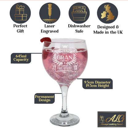 Vintage World's Greatest 'ANY RELATIVE' Engraved Gin Glass