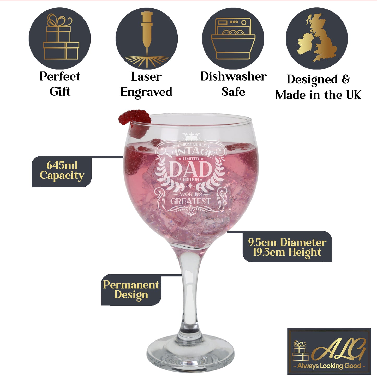 Vintage World's Greatest 'ANY RELATIVE' Engraved Gin Glass Gift