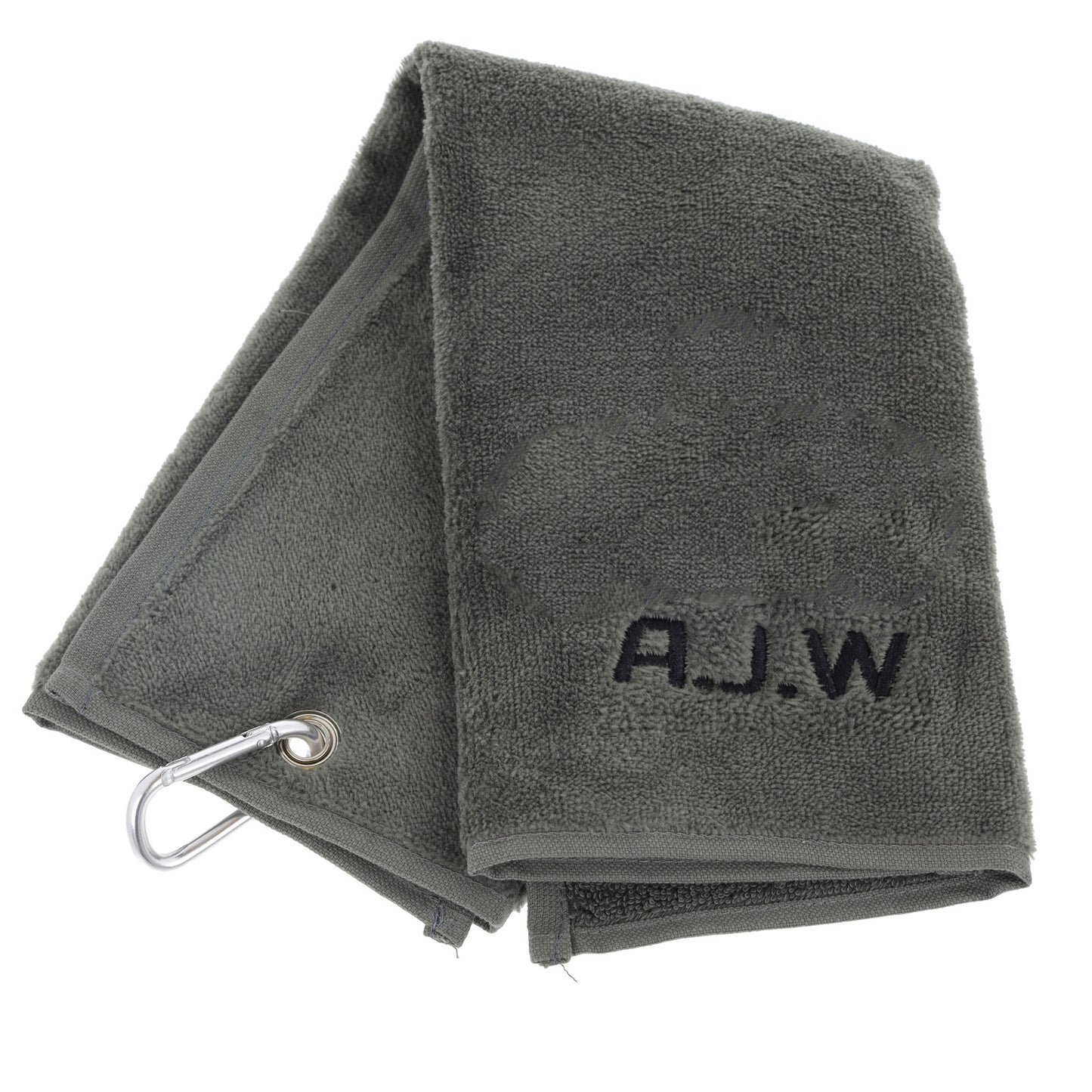 Personalised GOLF Towel - Embroidered Trifold Towel with Carabiner Clip