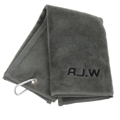 Personalised GOLF Towel - Embroidered Trifold Towel with Carabiner Clip