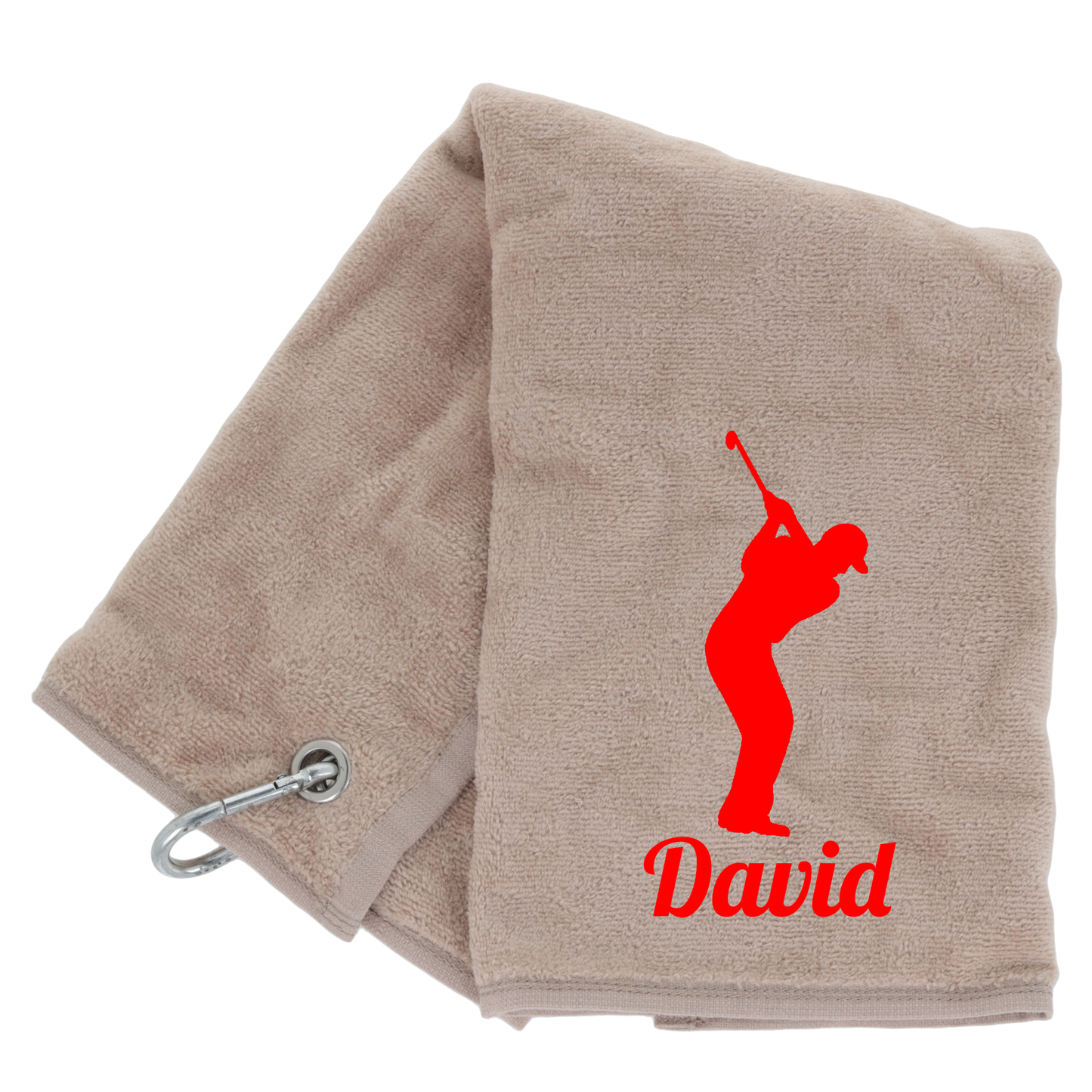 Personalised GOLF Towel - Embroidered Trifold Towel with Carabiner Clip