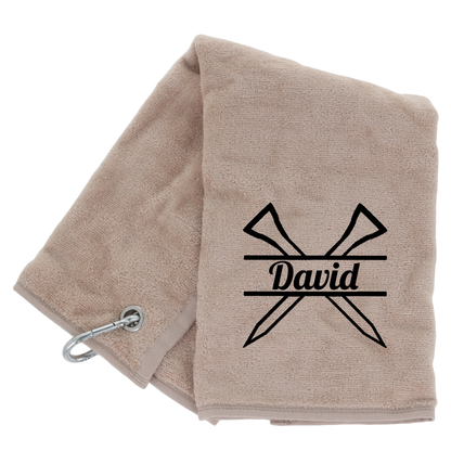 Personalised GOLF Towel - Embroidered Trifold Towel with Carabiner Clip