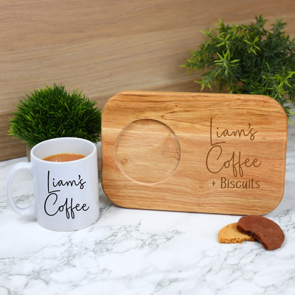 Personalised Coffee & Biscuit Engraved Board with Optional Mug and Message