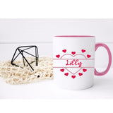 Personalised Pink Heart Design Ceramic Mug – Gift for Her with Name