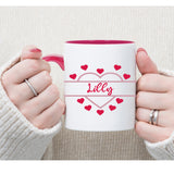 Personalised Pink Heart Design Ceramic Mug – Gift for Her with Name