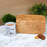 Personalised Mum's Coffee & Biscuit Engraved Board with Optional Mug