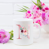 Monogrammed Floral Initial Ceramic Mug – Pink Letter Design