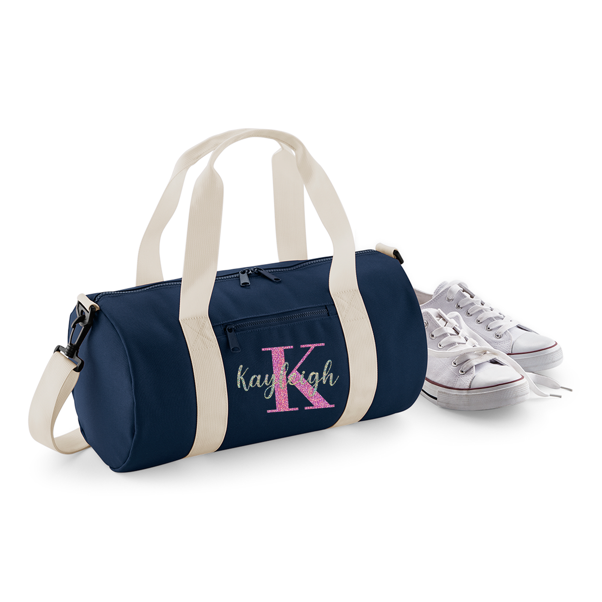 Personalised Name & Initial Barrel Bag | Kids School Holdall with Name