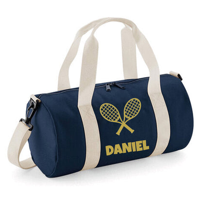 Personalised Tennis Design Barrel Sports Bag With Players Name